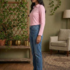 Short  Zippered Shirt Pink