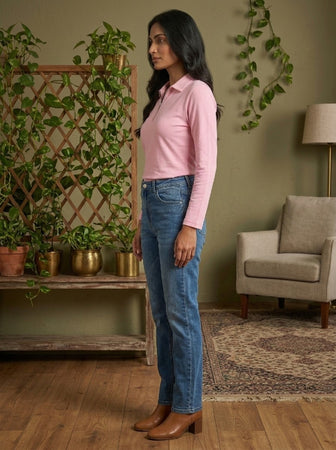 Short  Zippered Shirt Pink