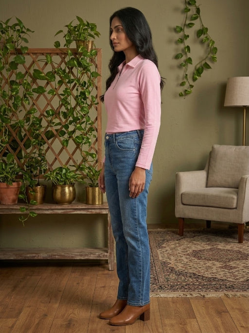 Short  Zippered Shirt Pink