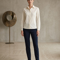 Collor with Long Sleeve Shirt-Chambrey Cream