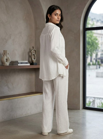 Elegant White Textured Co-Ord Set for Women