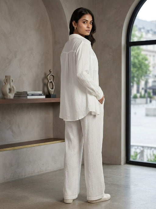 Elegant White Textured Co-Ord Set for Women