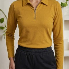 Short  Zippered Shirt Beige