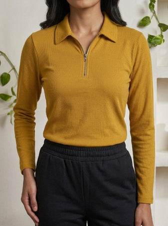 Short  Zippered Shirt Beige
