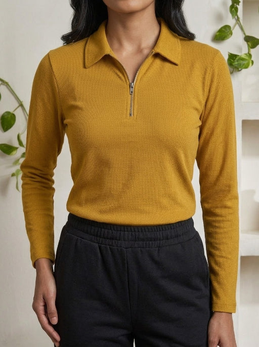 Short  Zippered Shirt Beige