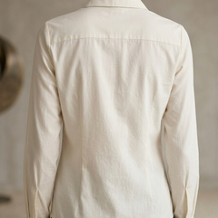 Collor with Long Sleeve Shirt-Chambrey Cream