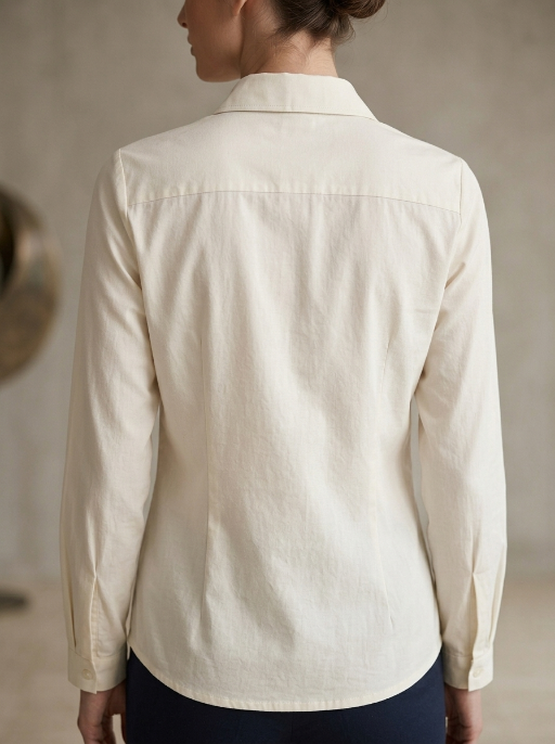 Collor with Long Sleeve Shirt-Chambrey Cream