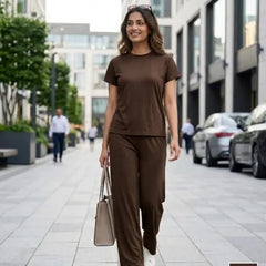 Easy Day Co-ord Set in  Choco