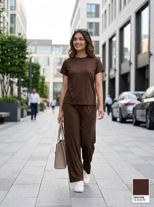 Easy Day Co-ord Set in  Choco