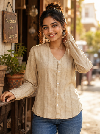 Over Dyed Shirt V neck F/S