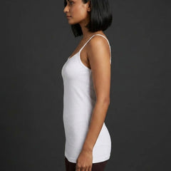 Long Feather Soft Camisole White
