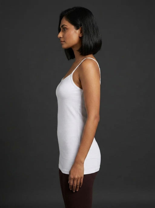 Long Feather Soft Camisole White