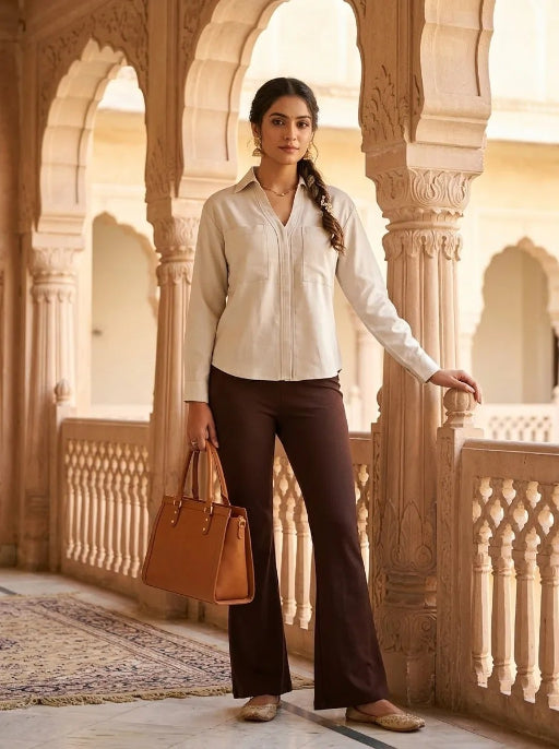 Viscose Cuff Less F/Sleeve Shirt with 2 Pockets