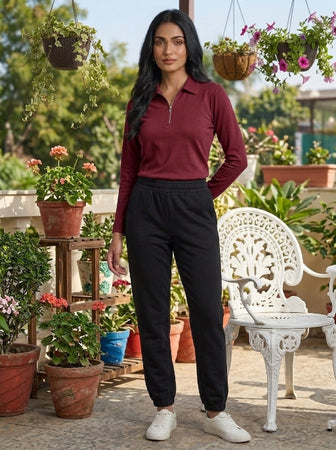 Short  Zippered Shirt Burgundy