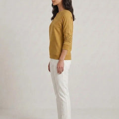 T- Shirt Round Neck Elbow Sleeve Beige