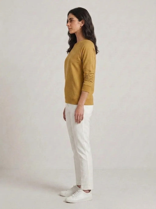 T- Shirt Round Neck Elbow Sleeve Beige