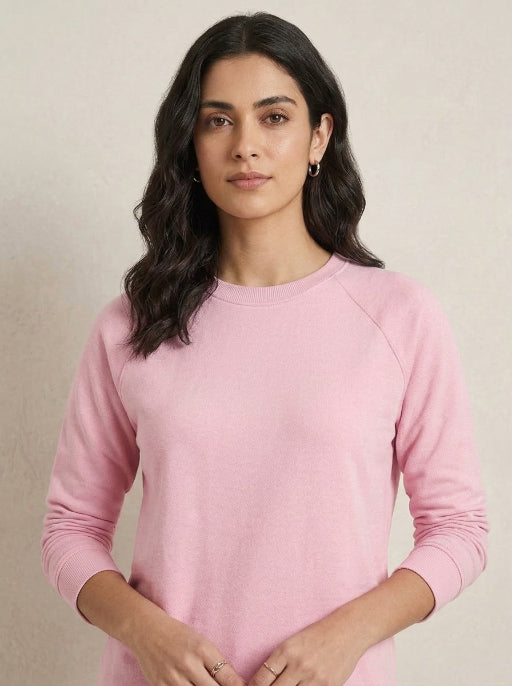 T- Shirt Round Neck Elbow Sleeve Pink