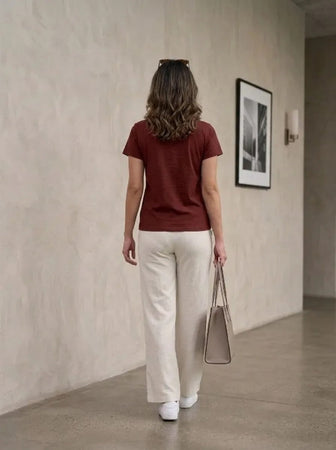 T- Shirt Round Neck Short Sleeve Burgundy