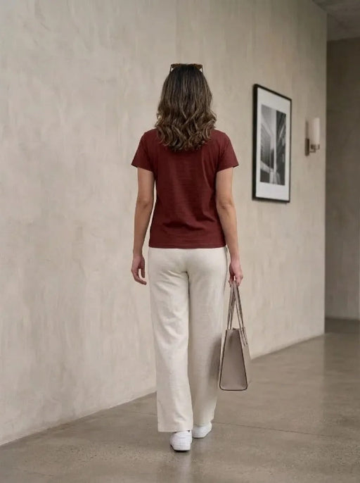 T- Shirt Round Neck Short Sleeve Burgundy