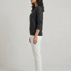 T- Shirt Round Neck Elbow Sleeve Black