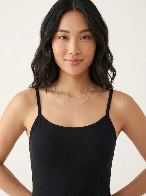 Long Feather Soft Camisole Black