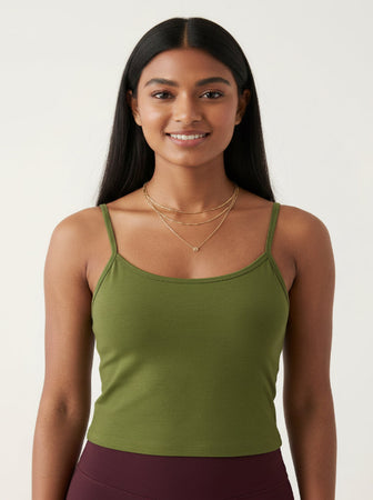 Long Feather Soft Camisole Olive