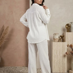 Elegant White Textured Co-Ord Set for Women