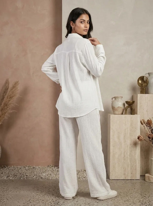 Elegant White Textured Co-Ord Set for Women