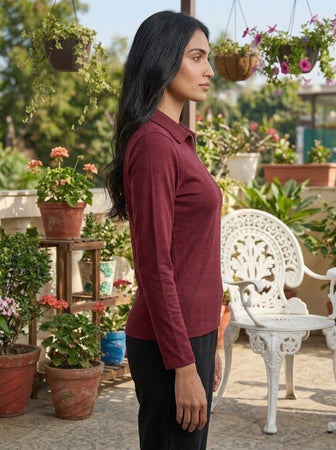 Short  Zippered Shirt Burgundy