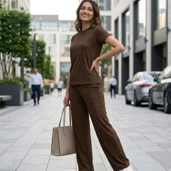 Easy Day Co-ord Set in  Choco