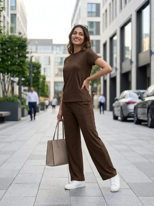 Easy Day Co-ord Set in  Choco