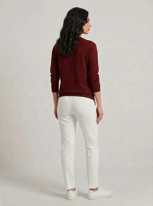 T- Shirt Round Neck Elbow Sleeve Burgundy