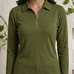 Short  Zippered Shirt Olive