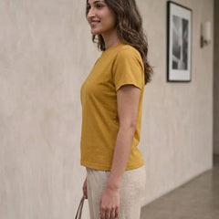 T- Shirt Round Neck Short Sleeve Beige