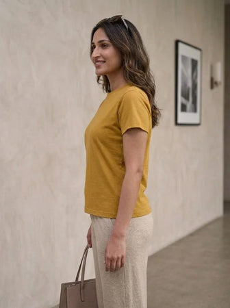 T- Shirt Round Neck Short Sleeve Beige