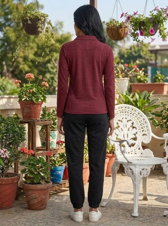 Short  Zippered Shirt Burgundy
