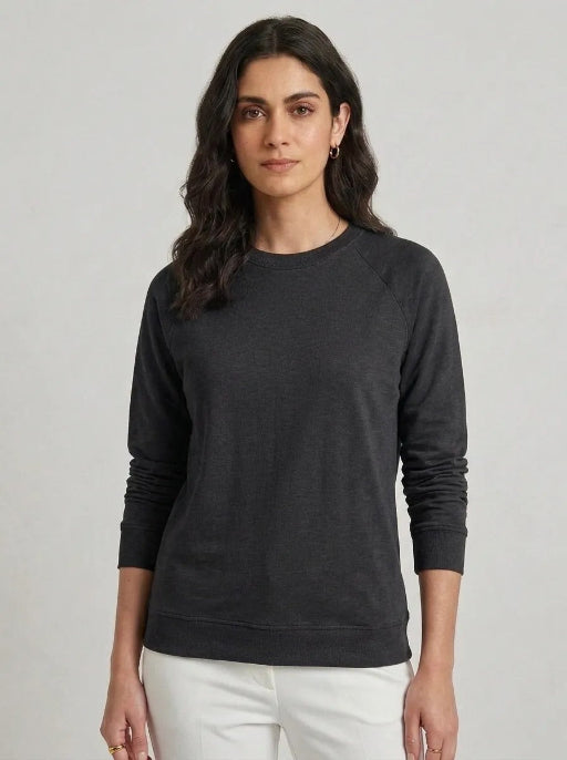 T- Shirt Round Neck Elbow Sleeve Black