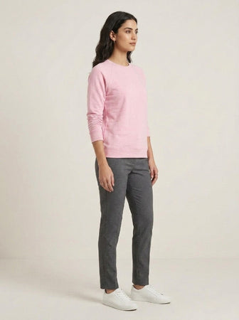 T- Shirt Round Neck Elbow Sleeve Pink