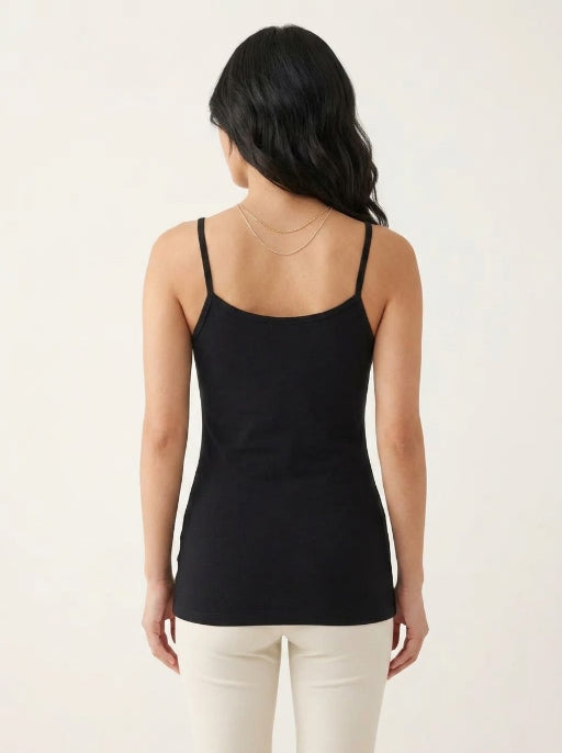 Long Feather Soft Camisole Black
