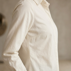 Collor with Long Sleeve Shirt-Chambrey Cream