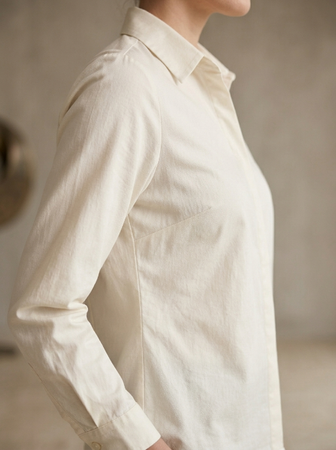 Collor with Long Sleeve Shirt-Chambrey Cream