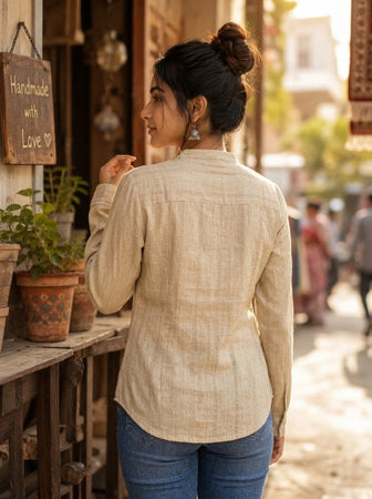 Over Dyed Shirt V neck F/S