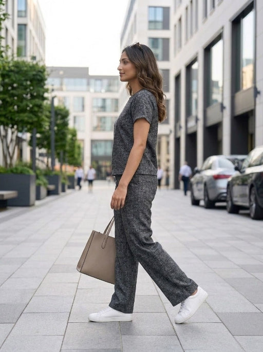 Easy Day Co-ord Set in Grey Melange