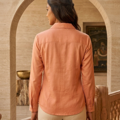 Cuff Less Full Sleeve Shirt with 2 Pockets Light Rust